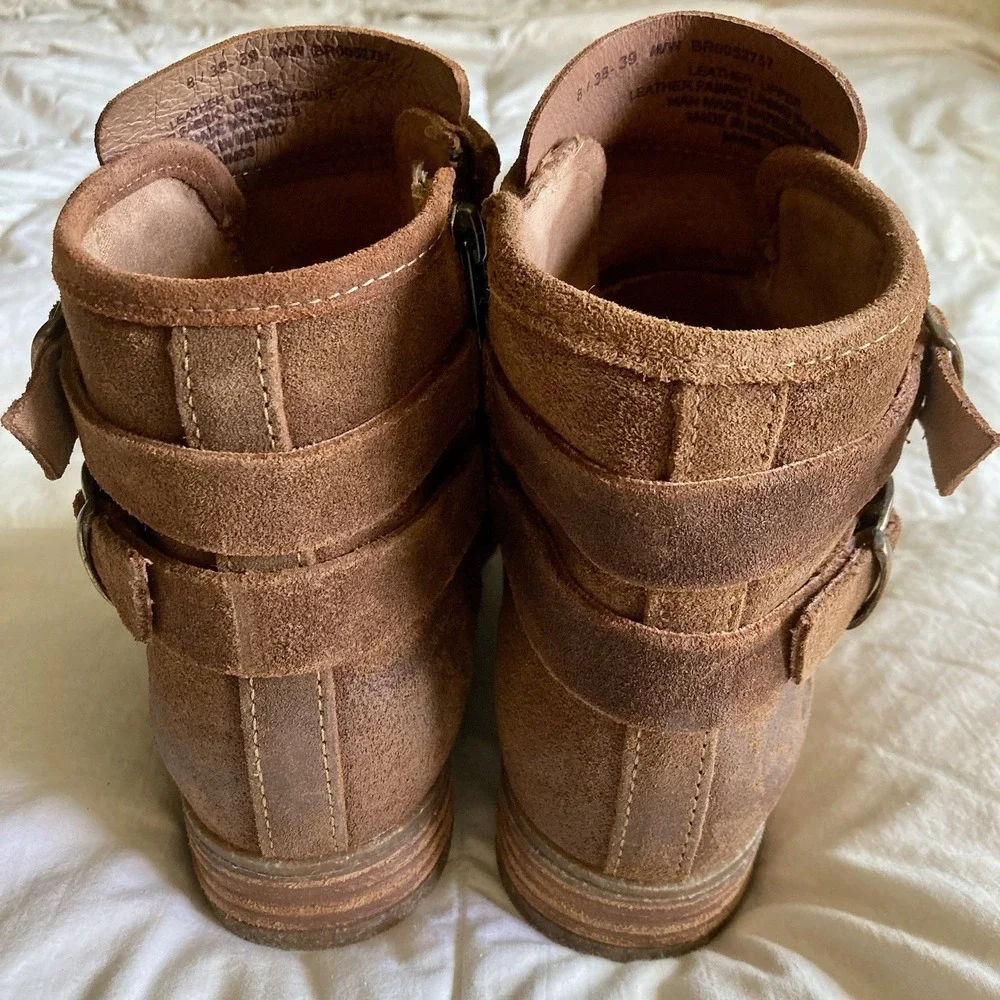 Born Moraga Suede Leather Ankle Boots Brown Women's 8/38-39 Boho Western EUC